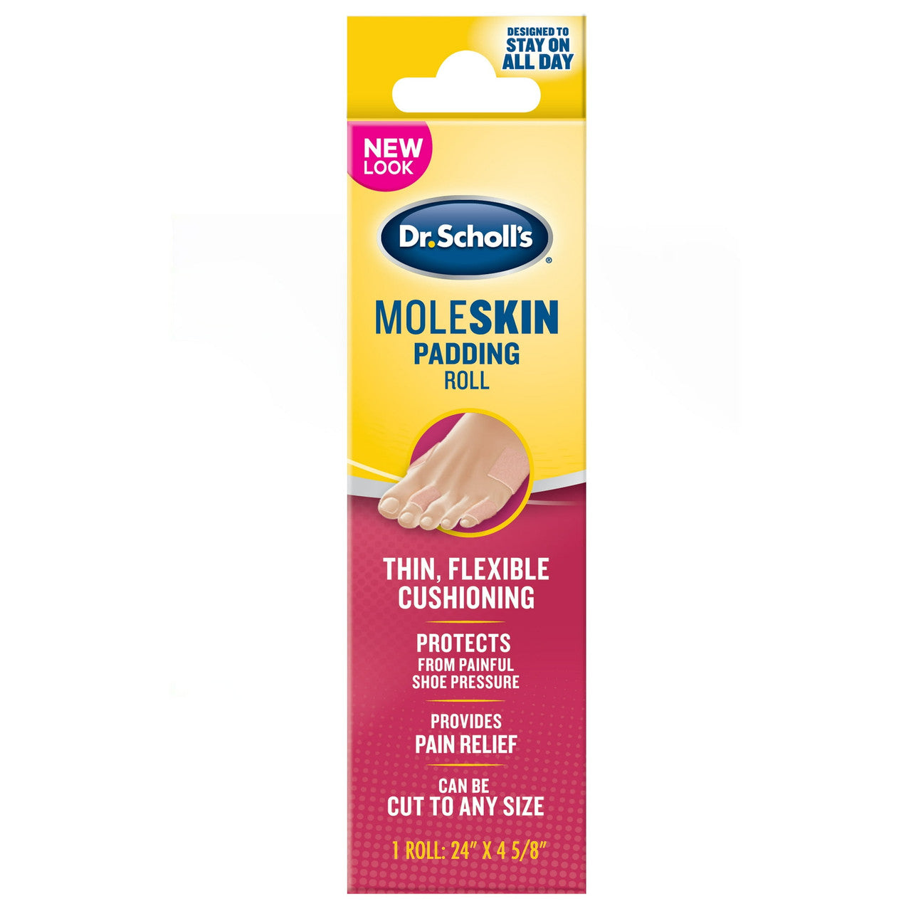 Dr. Scholls Moleskin Plus Roll Padding, 24 In X 4 5/8 In, 1 Ea